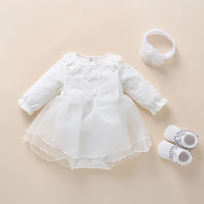 Newborn Baby Girl Dress&Clothes Baptism Dress White Christening Dress For Baby Girl Lace Vestido Bebe Robe Bapteme 3 6 9 Months