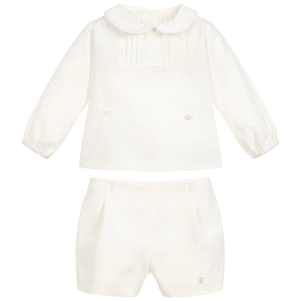 2pcs Toddler Boys Spanish Clothing Suit Baby Long Sleeve Ivory Cotton Shirts  Shorts Children Spain Birthday Outfit