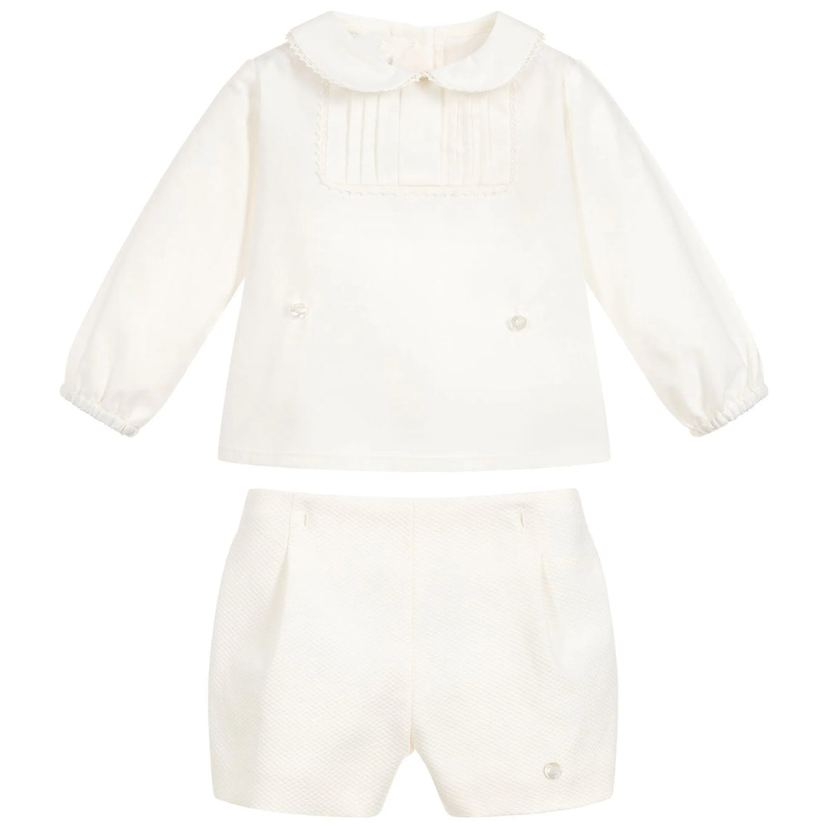 2pcs Toddler Boys Spanish Clothing Suit Baby Long Sleeve Ivory Cotton Shirts  Shorts Children Spain Birthday Outfit