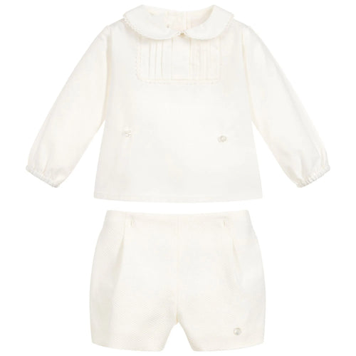 2pcs Toddler Boys Spanish Clothing Suit Baby Long Sleeve Ivory Cotton Shirts  Shorts Children Spain Birthday Outfit