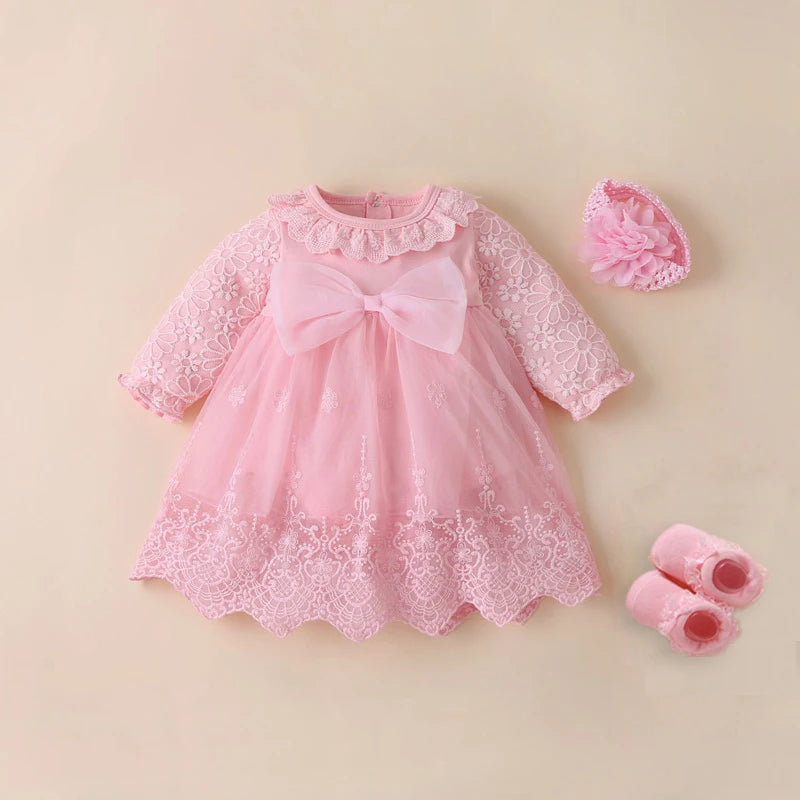 Newborn Baby Girl Dress&Clothes Baptism Dress White Christening Dress For Baby Girl Lace Vestido Bebe Robe Bapteme 3 6 9 Months