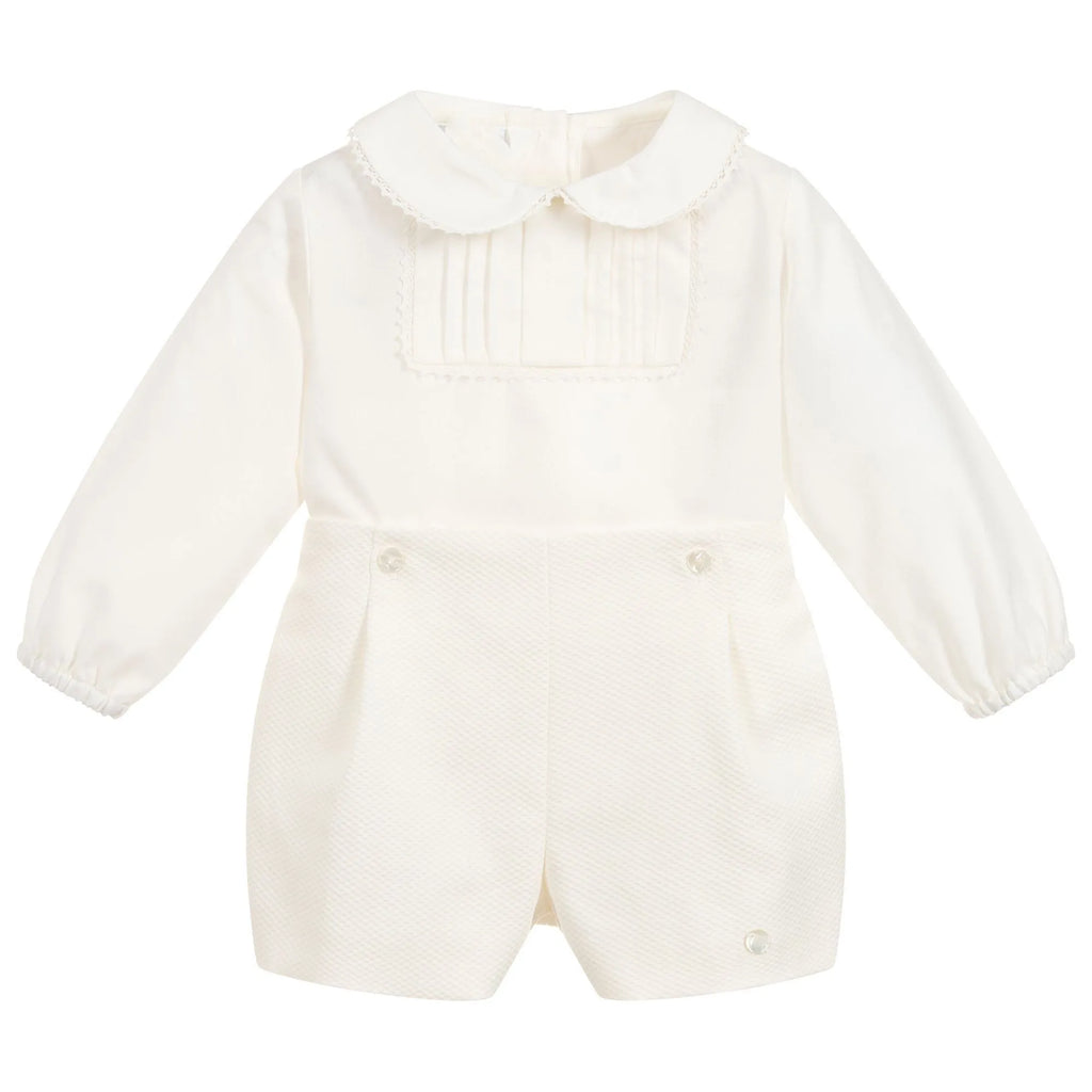 2pcs Toddler Boys Spanish Clothing Suit Baby Long Sleeve Ivory Cotton Shirts  Shorts Children Spain Birthday Outfit