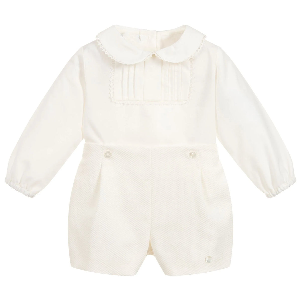 2pcs Toddler Boys Spanish Clothing Suit Baby Long Sleeve Ivory Cotton Shirts  Shorts Children Spain Birthday Outfit