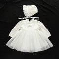 HAPPYPLUS Ivory Baby Girls Long Sleeve Christening Dress Classic Lace Embroidered Baby Baptism Dresses Tulle Blessing Gowns