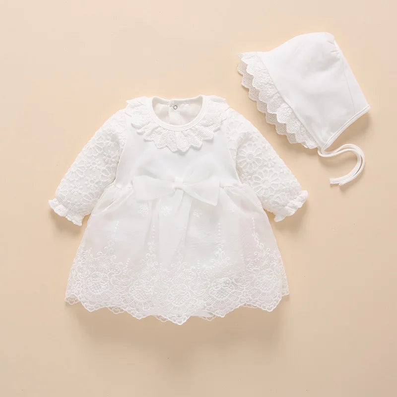 Newborn Baby Girl Dress&Clothes Baptism Dress White Christening Dress For Baby Girl Lace Vestido Bebe Robe Bapteme 3 6 9 Months