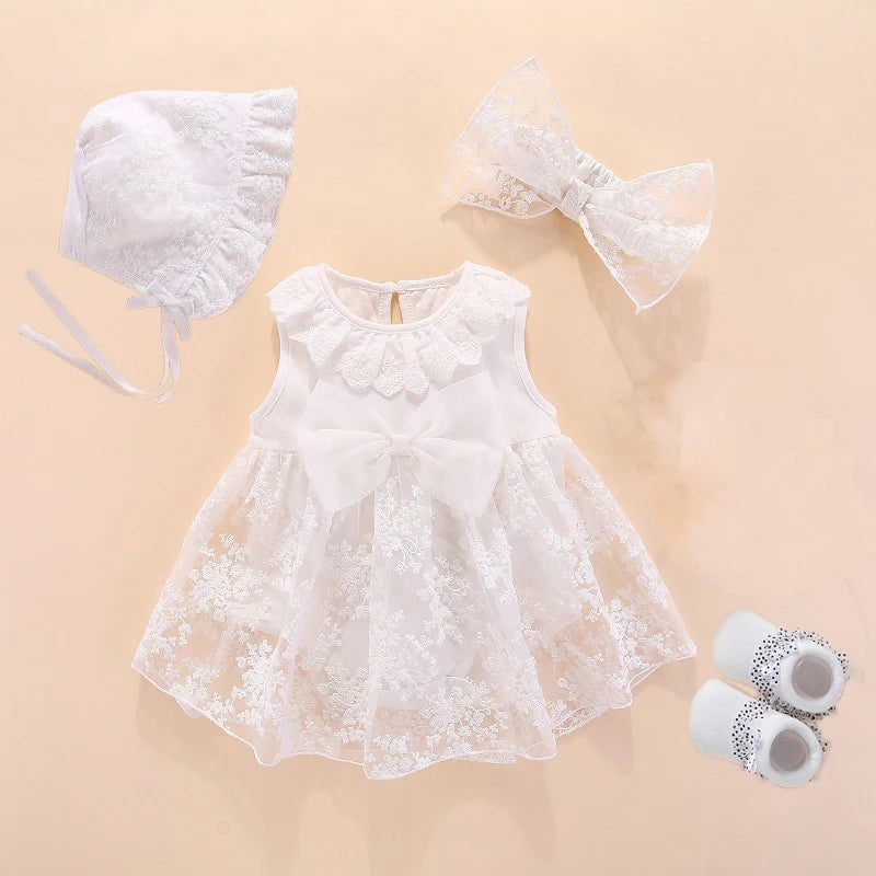 Newborn Baby Girl Dress&Clothes Baptism Dress White Christening Dress For Baby Girl Lace Vestido Bebe Robe Bapteme 3 6 9 Months