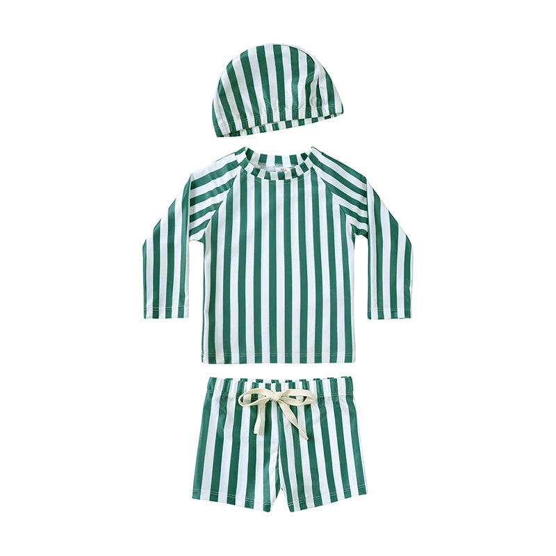 New Summer Kid Boy Swimming Wear 2pcs Blue Seagull Beige Sun Swimsuits+Trunks Hot Spring Sunscreen Holiday Swim Children Clothes