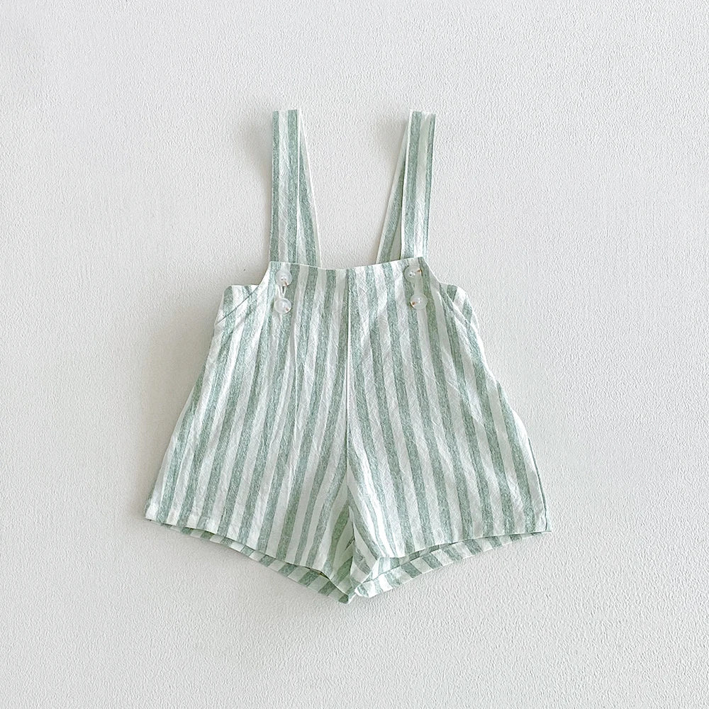 Vintage Linen Cotton Denim Baby Kids Overalls for Boys Elastic Waist Infant Shorts Handsome Little Boys Baby Stuff for 1-6T