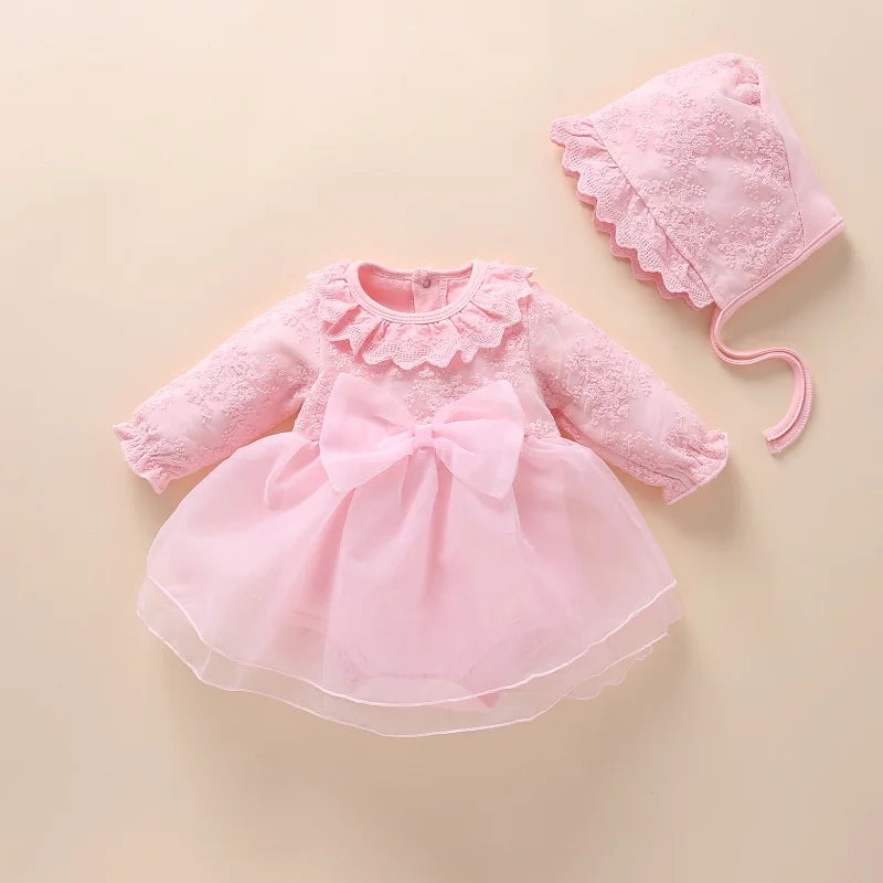 Newborn Baby Girl Dress&Clothes Baptism Dress White Christening Dress For Baby Girl Lace Vestido Bebe Robe Bapteme 3 6 9 Months