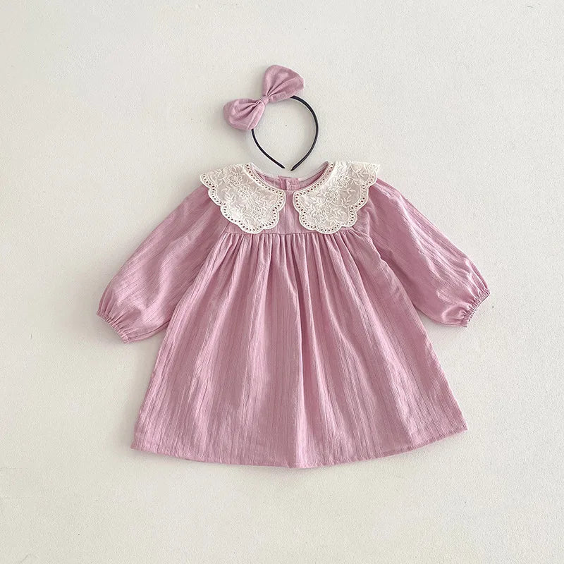 Spring Autumn Baby Romper Toddler Girl Princess Dress Lace Embroidery Cotton Long Sleeve Children Clothes Kids Dresses For Girls
