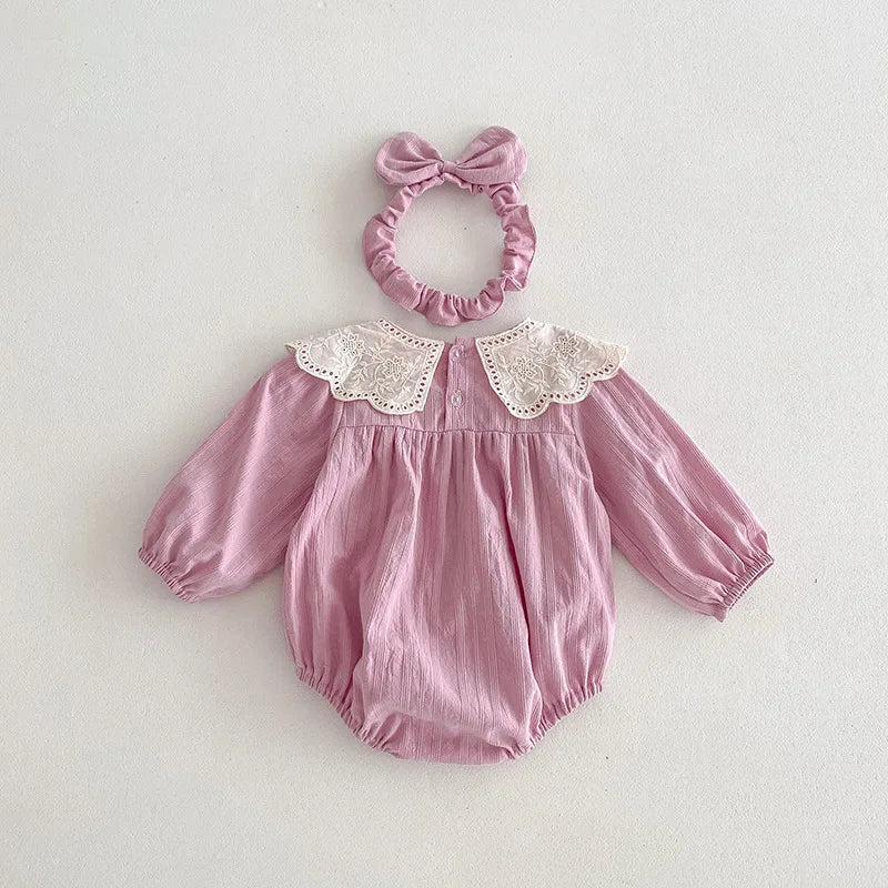 Spring Autumn Baby Romper Toddler Girl Princess Dress Lace Embroidery Cotton Long Sleeve Children Clothes Kids Dresses For Girls