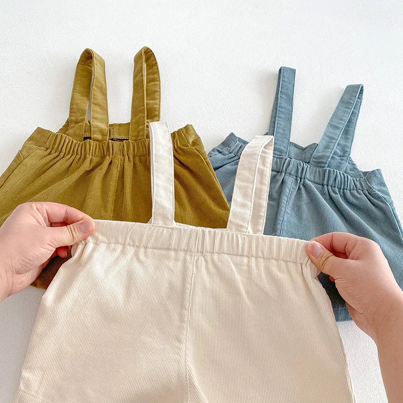 Vintage Corduroy Baby Kids Overalls for Boys Elastic Waist Infant Shorts Handsome Little Boys Vintage Style Baby Stuff for 1-6T