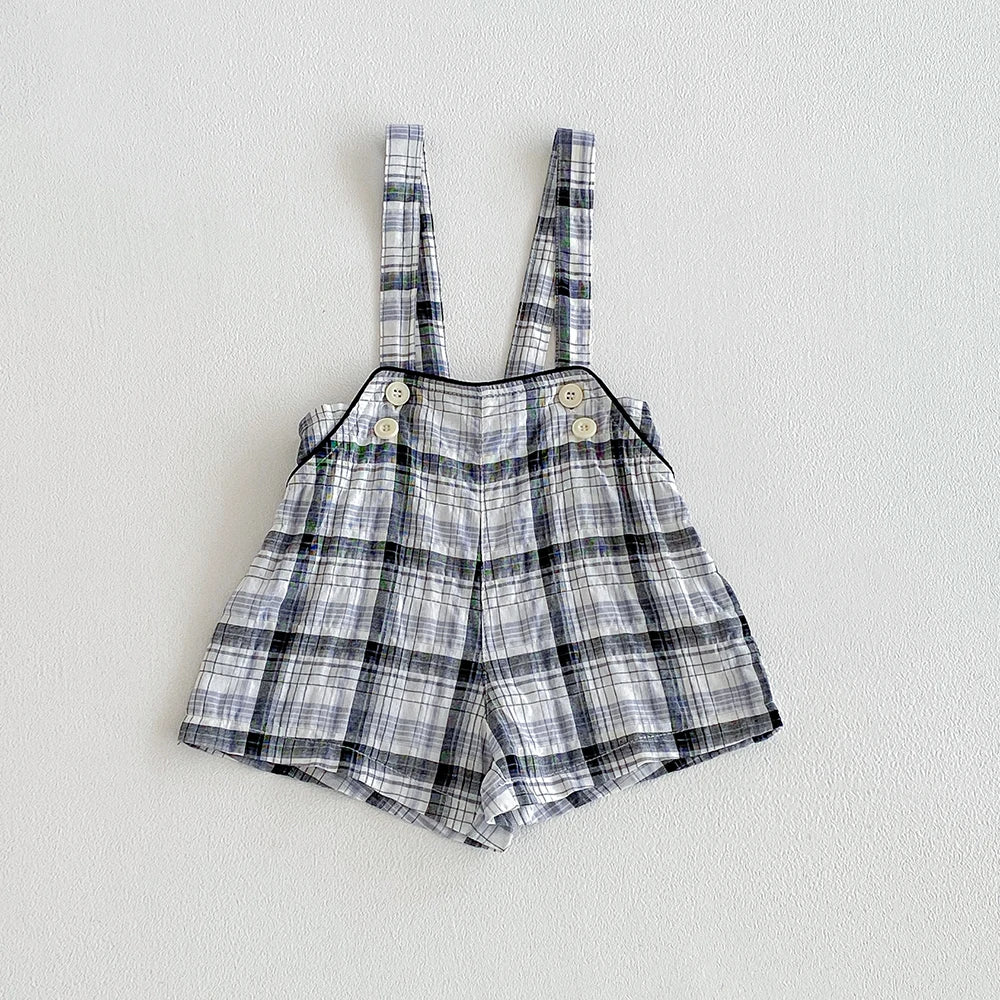 Vintage Linen Cotton Denim Baby Kids Overalls for Boys Elastic Waist Infant Shorts Handsome Little Boys Baby Stuff for 1-6T