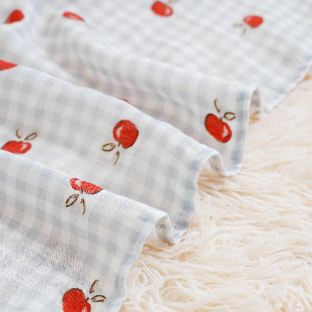 Kangobaby Muslim Baby Gauze Blanket - Soft and Breathable Cotton Baby Swaddle (White/Beige/Pink) 110*120cm