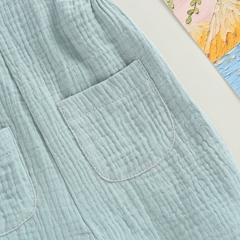 Baby Boys Girls Summer Rompers Clothes Toddler Cotton Linen Button Sleeveless Suspenders Rompers Jumpsuits Playsuits Overalls