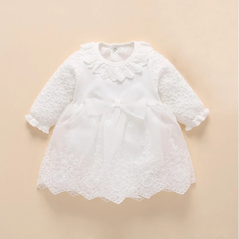 Newborn Baby Girl Dress&Clothes Baptism Dress White Christening Dress For Baby Girl Lace Vestido Bebe Robe Bapteme 3 6 9 Months