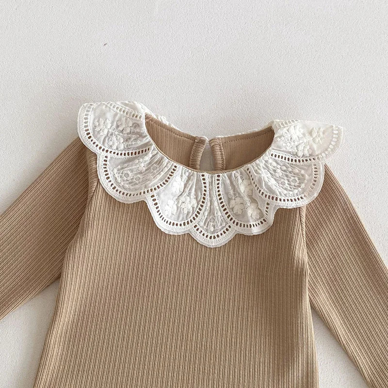 Baby Spring Clothes Lace Collar Baby Tops Long Sleeves Kids Pullover Infant T Shirt for Girls Clothing Toddler Blouse 0-2Y