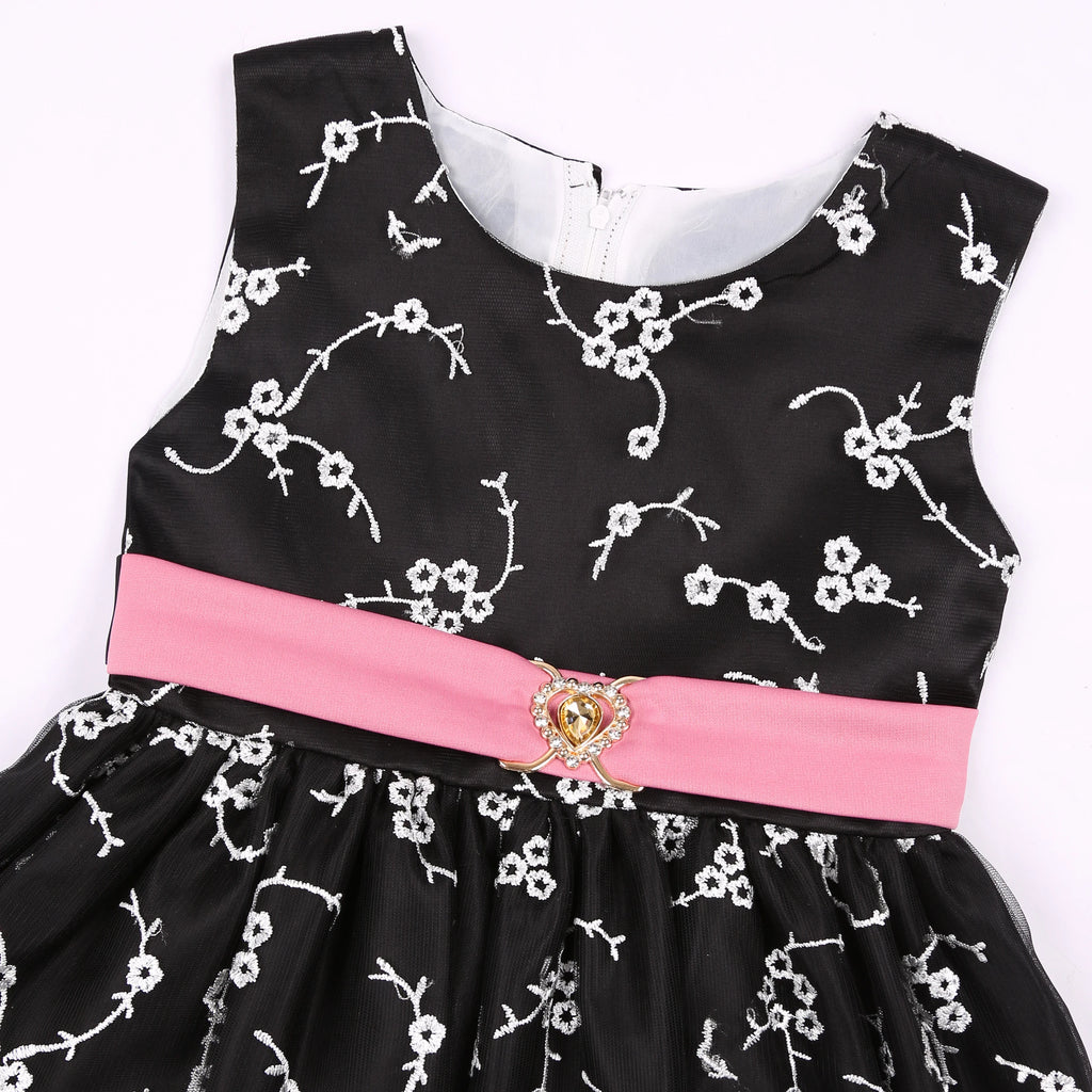 Girls' Lace Embroidered Dress for Princesses, Net-Sheer Suit Dress, Little Girl's Runway Evening Gown, Corsage and Shawl Set