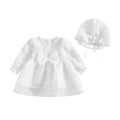 0-24M Newborn Baby Girl Christening Dress White Lace Baptism Dresses Tutu Birthday Party Princess Dresses with Hat Outfits