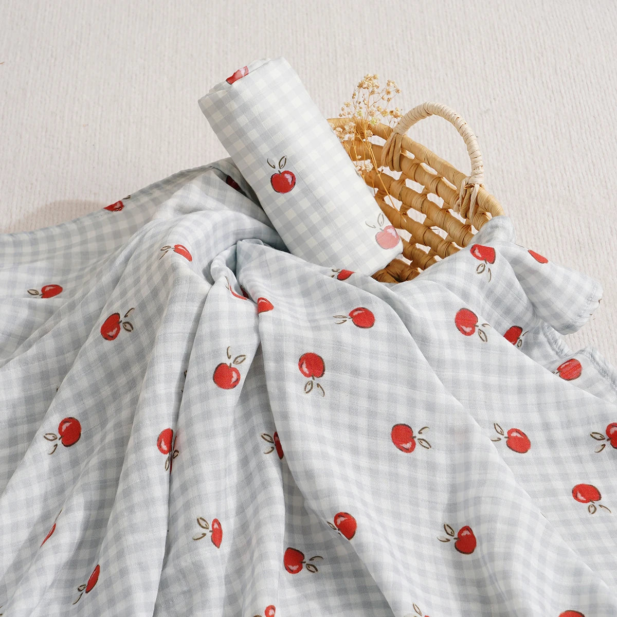 Kangobaby Muslim Baby Gauze Blanket - Soft and Breathable Cotton Baby Swaddle (White/Beige/Pink) 110*120cm