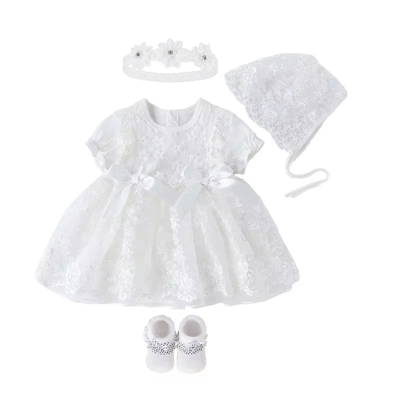 Newborn Baby Girl Dress&Clothes Baptism Dress White Christening Dress For Baby Girl Lace Vestido Bebe Robe Bapteme 3 6 9 Months