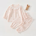 Baby Clothes Summer Outfit for Girls, Class A, 6-12 Months, Infant Air-Conditioning Clothing, Two-Piece Set, Summer Thin Style, Fiber 80