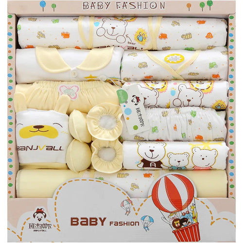 18 Pieces/Set Newborn Baby Set Boy Clothes Four Seasons 100% Cotton Infant Suit Girl Clothes Outfits Pants Kids Clothes Bibs Hat