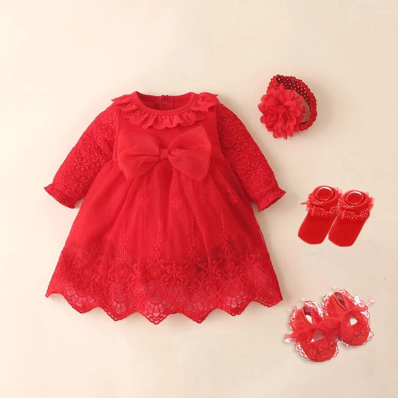 Newborn Baby Girl Dress&Clothes Baptism Dress White Christening Dress For Baby Girl Lace Vestido Bebe Robe Bapteme 3 6 9 Months