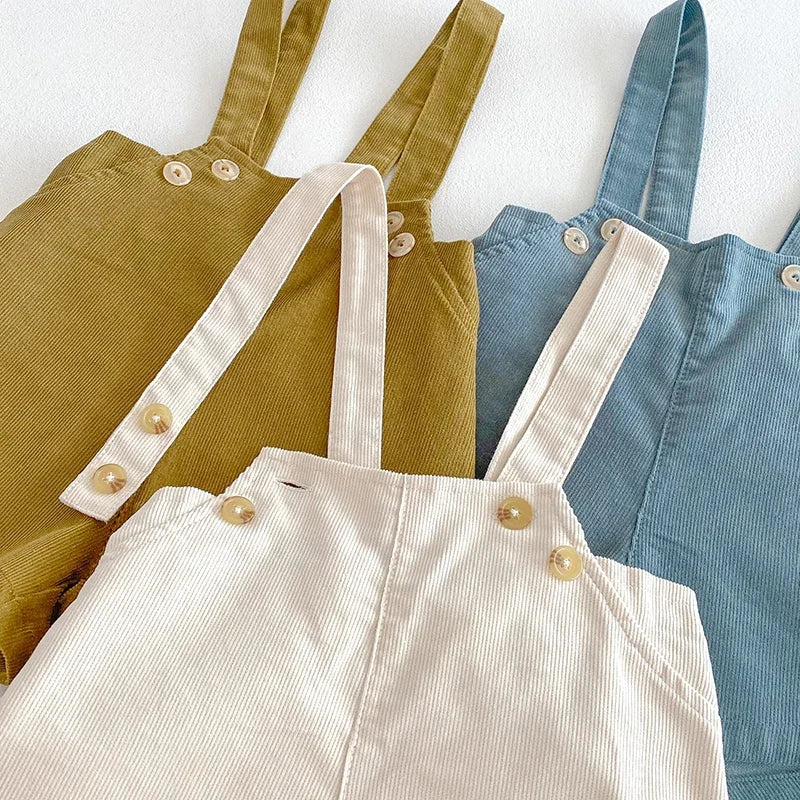 Vintage Corduroy Baby Kids Overalls for Boys Elastic Waist Infant Shorts Handsome Little Boys Vintage Style Baby Stuff for 1-6T