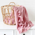 Crinkle Cotton Swaddle Blanket Baby Muslin Blanket  Ruffle Gauze Baby Blankets Newborn Essentials Plain Color Swaddle Wrap