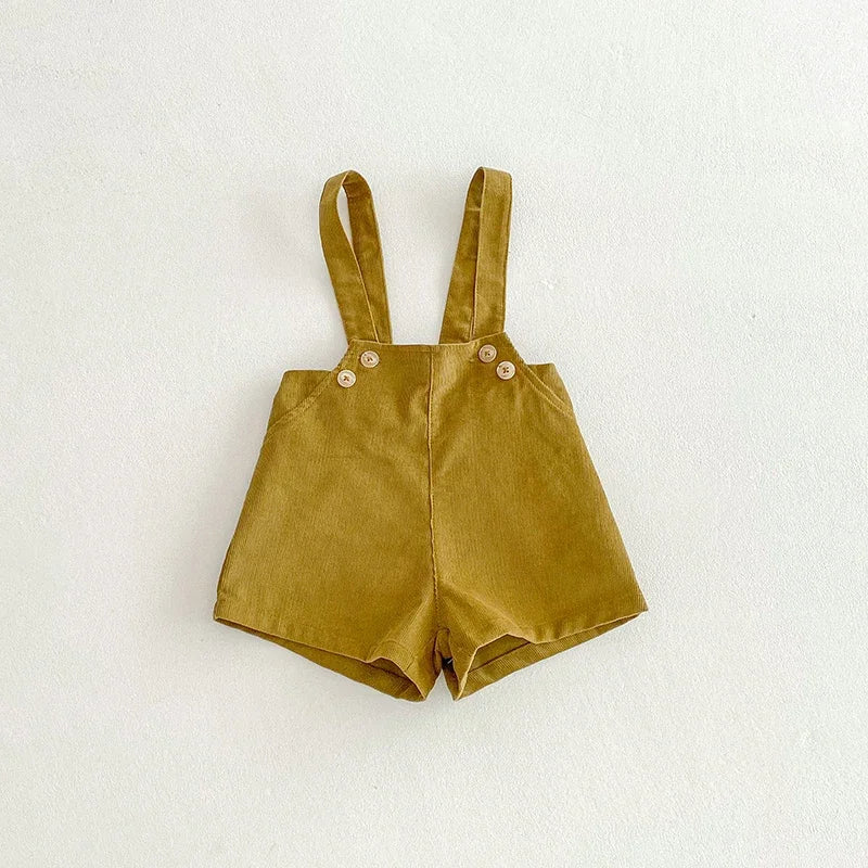 Vintage Corduroy Baby Kids Overalls for Boys Elastic Waist Infant Shorts Handsome Little Boys Vintage Style Baby Stuff for 1-6T