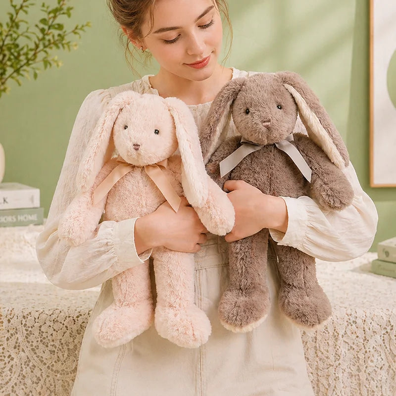 Bow Lop Ear Rabbit Plush Toys Soft Bunny Stuffed Animal Rabbit with Long Ear for Children Accompany Doll Birthday Gift