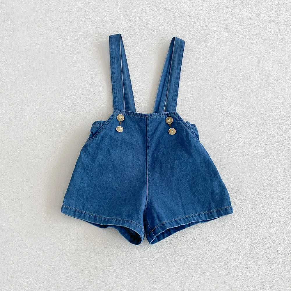 Vintage Linen Cotton Denim Baby Kids Overalls for Boys Elastic Waist Infant Shorts Handsome Little Boys Baby Stuff for 1-6T