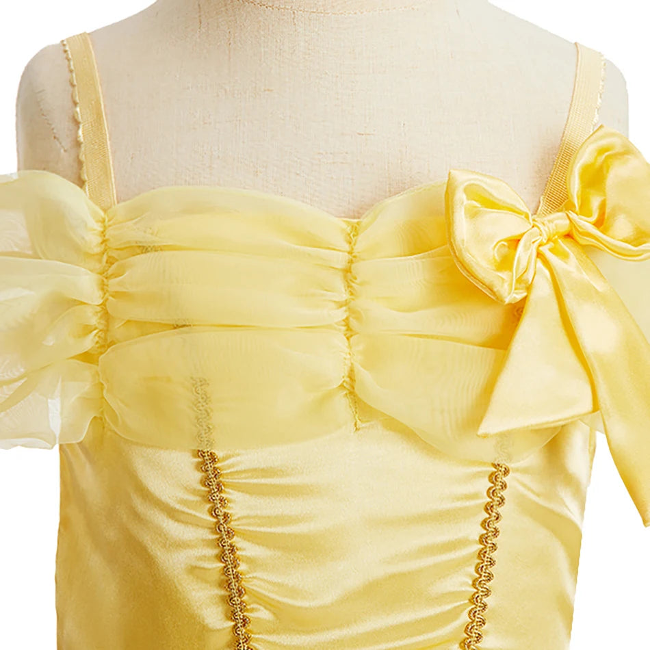 Skin-Friendly Soft Tulle Dress with Gold Embroidery Pink Flowers Girls' Princess Costume for Special Occasions