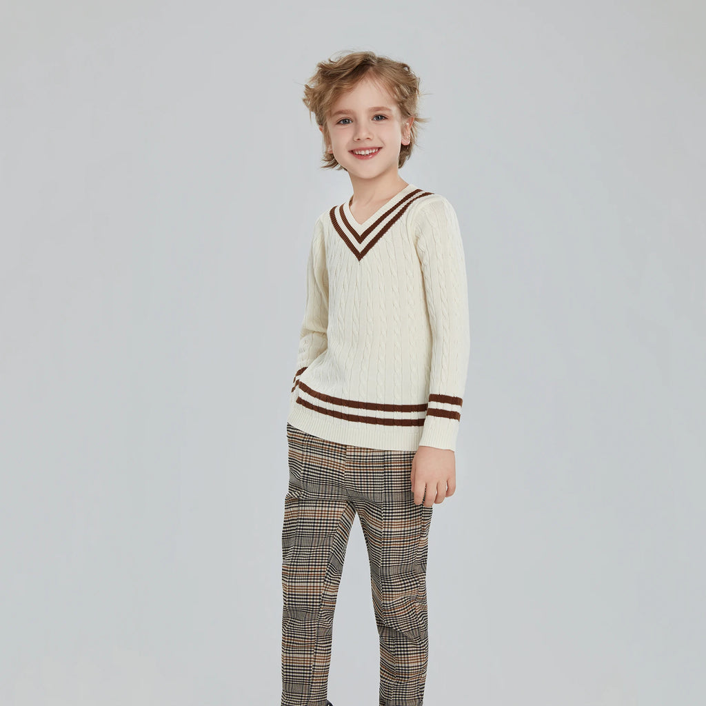 AS Beige Collection AW25 Corduroy Dress Children Knitting Sweater Boys Overalls Check Pants Brothers Sisters Family Matching