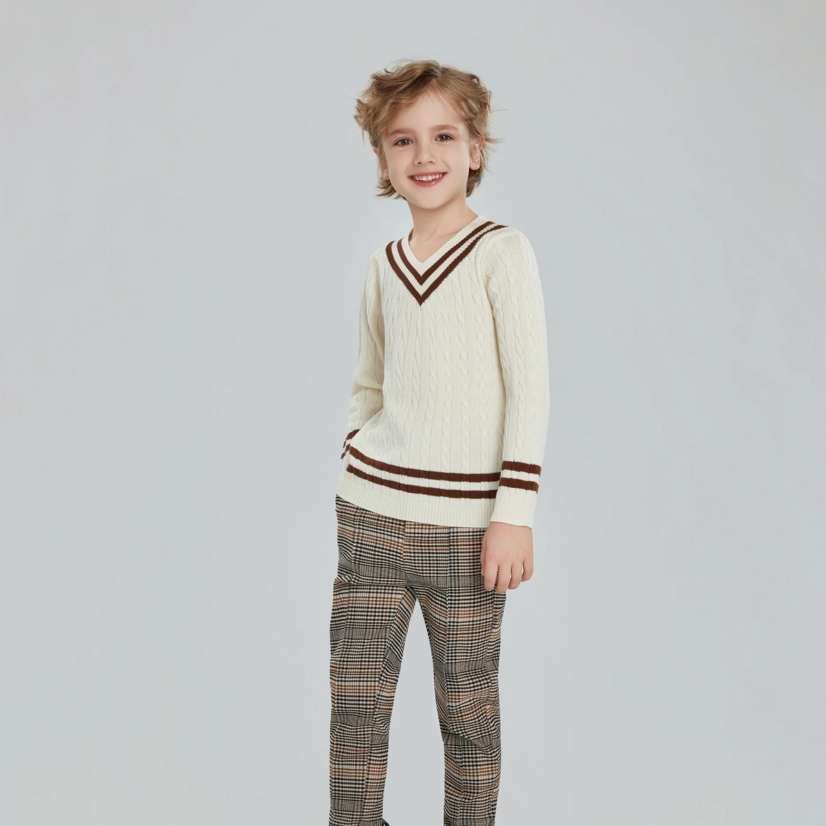 AS Beige Collection AW25 Corduroy Dress Children Knitting Sweater Boys Overalls Check Pants Brothers Sisters Family Matching