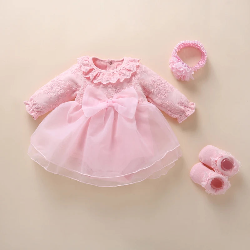 Newborn Baby Girl Dress&Clothes Baptism Dress White Christening Dress For Baby Girl Lace Vestido Bebe Robe Bapteme 3 6 9 Months