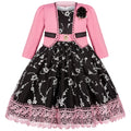 Girls' Lace Embroidered Dress for Princesses, Net-Sheer Suit Dress, Little Girl's Runway Evening Gown, Corsage and Shawl Set