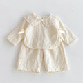 2025 New Autumn 0-4Yrs Toddler Baby Girl Clothes Suit Long Sleeved Cotton Embroidered Shirt+Pants Newborn Baby Clothing Set