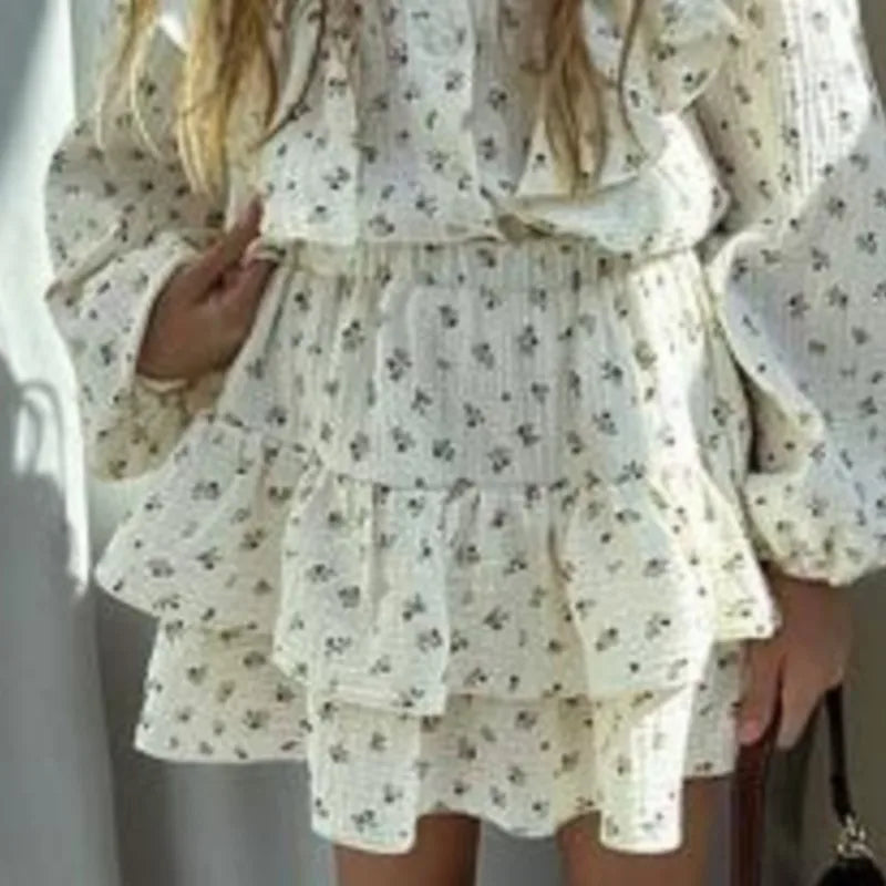 Fashion Baby Girl Clothes Set Floral Shirt+Layered Skirt 2PCS Infant Toddler Child Blouse Suit Spring Autumn Baby Clothes 2-7Y