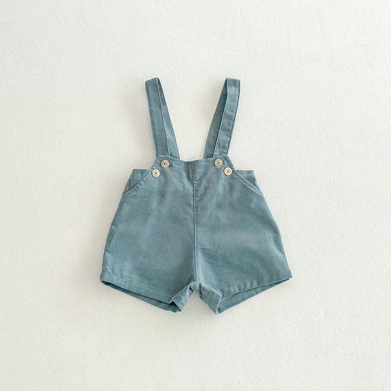 Vintage Corduroy Baby Kids Overalls for Boys Elastic Waist Infant Shorts Handsome Little Boys Vintage Style Baby Stuff for 1-6T