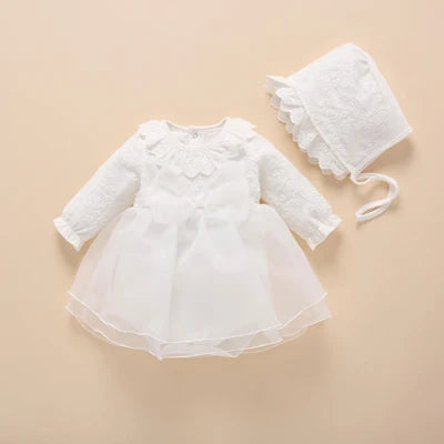 Newborn Baby Girl Dress&Clothes Baptism Dress White Christening Dress For Baby Girl Lace Vestido Bebe Robe Bapteme 3 6 9 Months