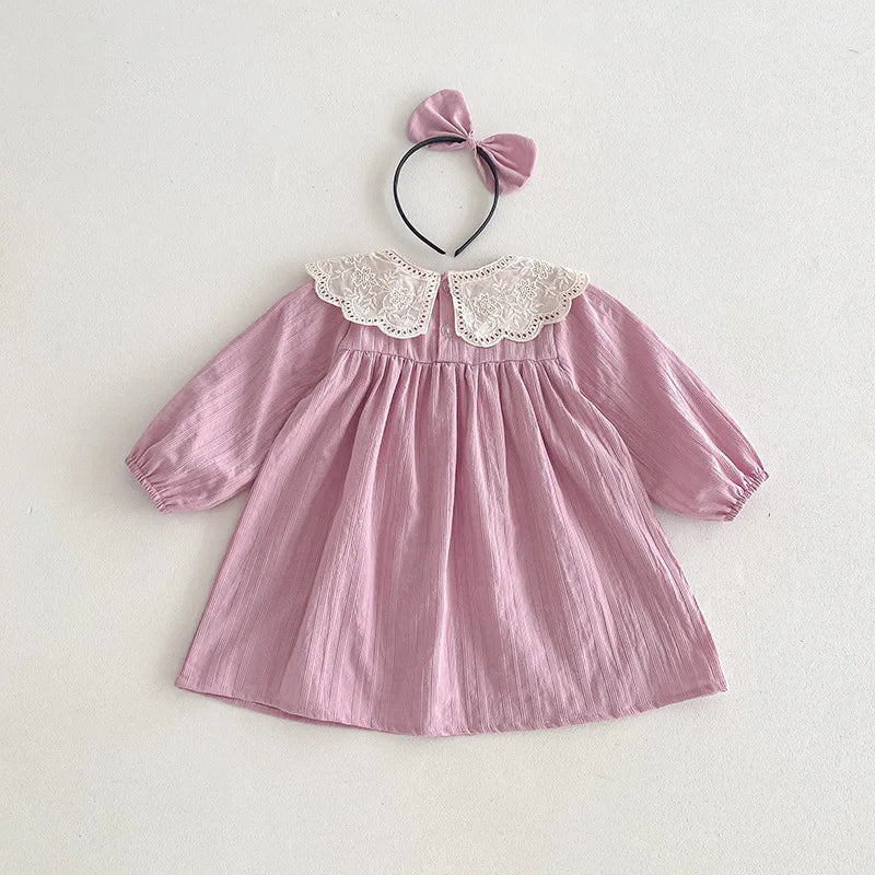 Spring Autumn Baby Romper Toddler Girl Princess Dress Lace Embroidery Cotton Long Sleeve Children Clothes Kids Dresses For Girls
