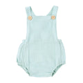 Personalized Baby Cotton Linen Suspender Overalls Solid Color Summer Toddler Sleeveless Rompers Outfit for Boys Girls Jumpsuit